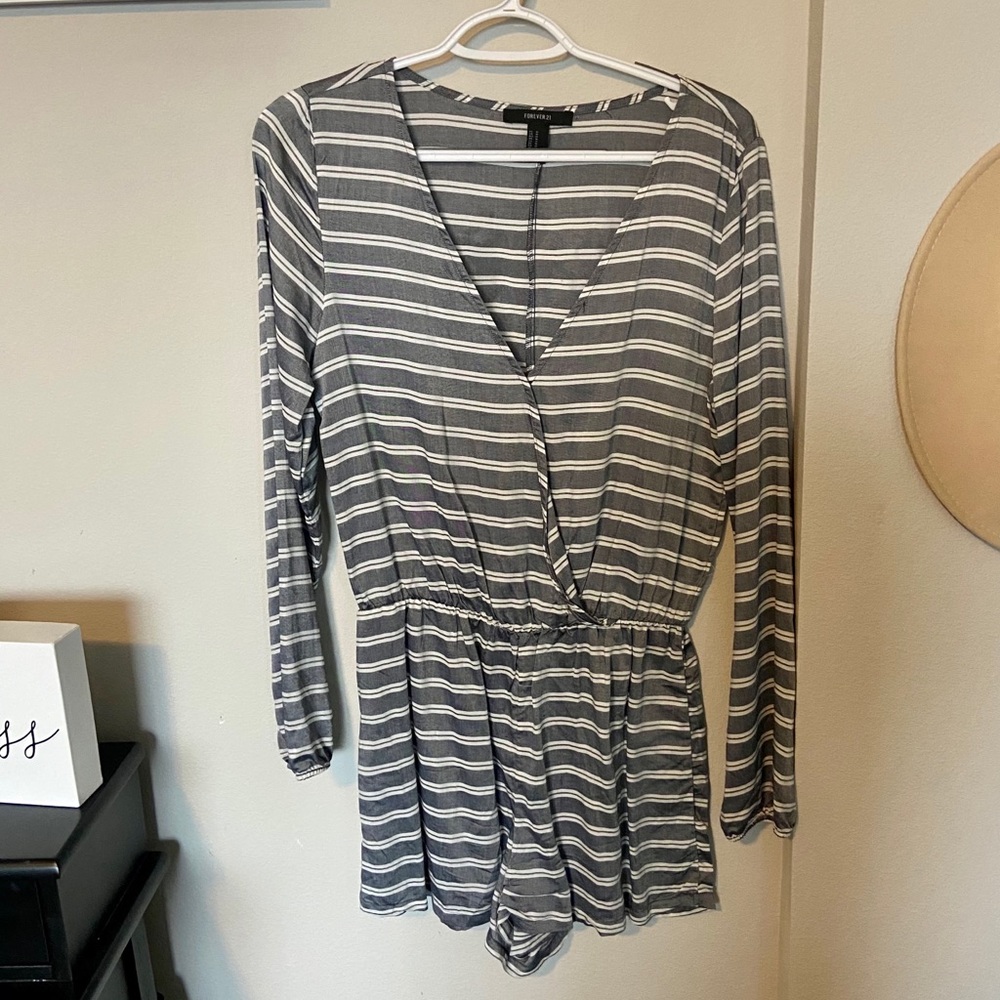 Striped Long Sleeve Romper
